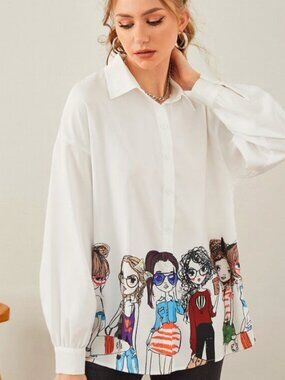 Adorable oversize graphic blouse